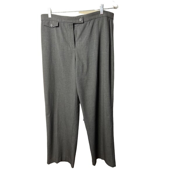 Counterparts Pants - Counterparts Women's Dress Pants Size 14P  Dark Grey Tummy Control Wide Leg Zip